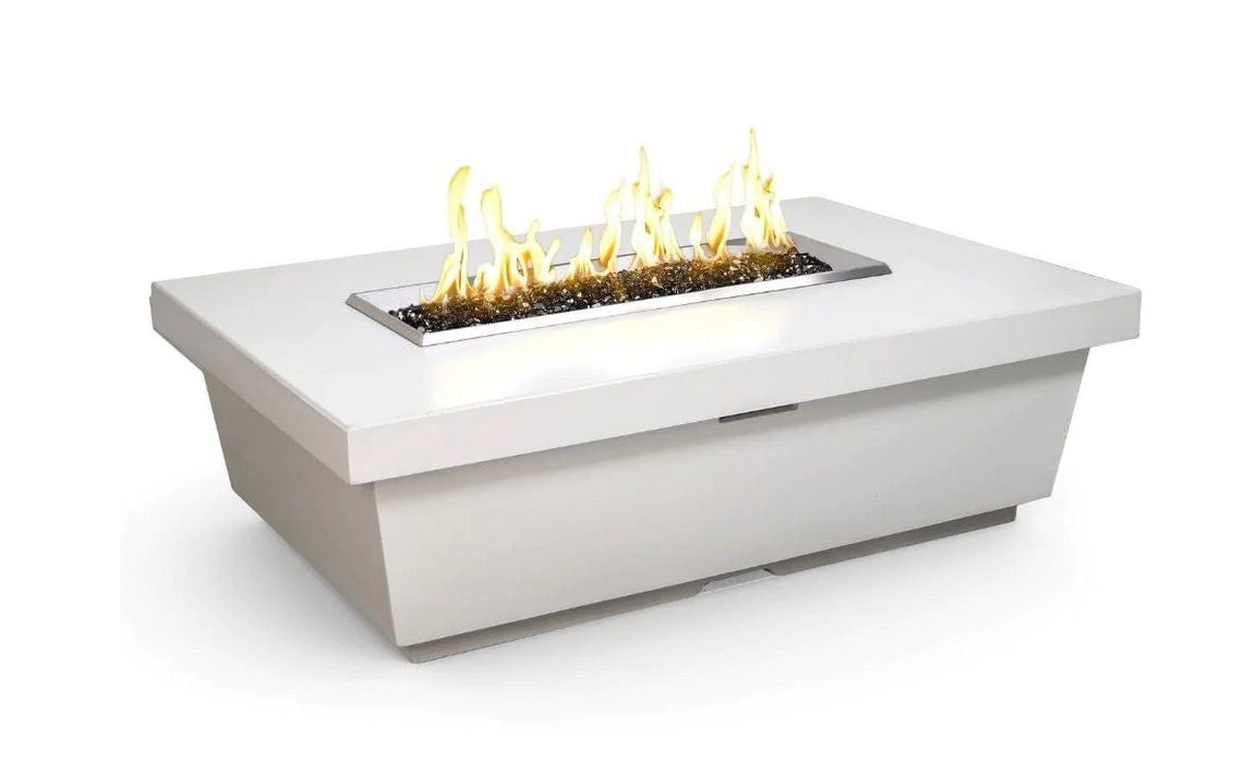 American Fyre Designs Contempo 52-Inch Concrete Rectangular Gas Fire Pit Table Fireplaces CG Products White Aspen Manual Ignition System