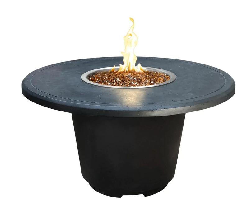 American Fyre Designs Cosmopolitan 48-Inch Concrete Round Gas Fire Pit Table Fireplaces CG Products Black Lava Manual Ignition System