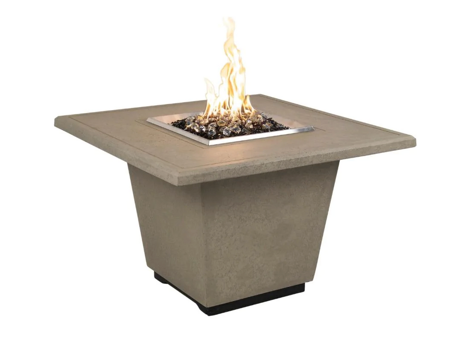 American Fyre Designs Cosmopolitan 36-Inch Concrete Square Gas Fire Pit Table Fireplaces CG Products Smoke Manual Ignition System