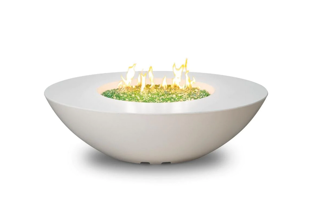 American Fyre Designs Calais 60-Inch Oval Gas Fire Pit Table Fireplaces CG Products White Aspen Manual Ignition System