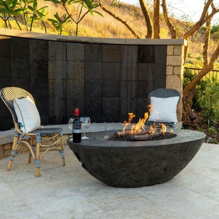 American Fyre Designs Calais 60-Inch Oval Gas Fire Pit Table Fireplaces CG Products Black Lava Manual Ignition System 