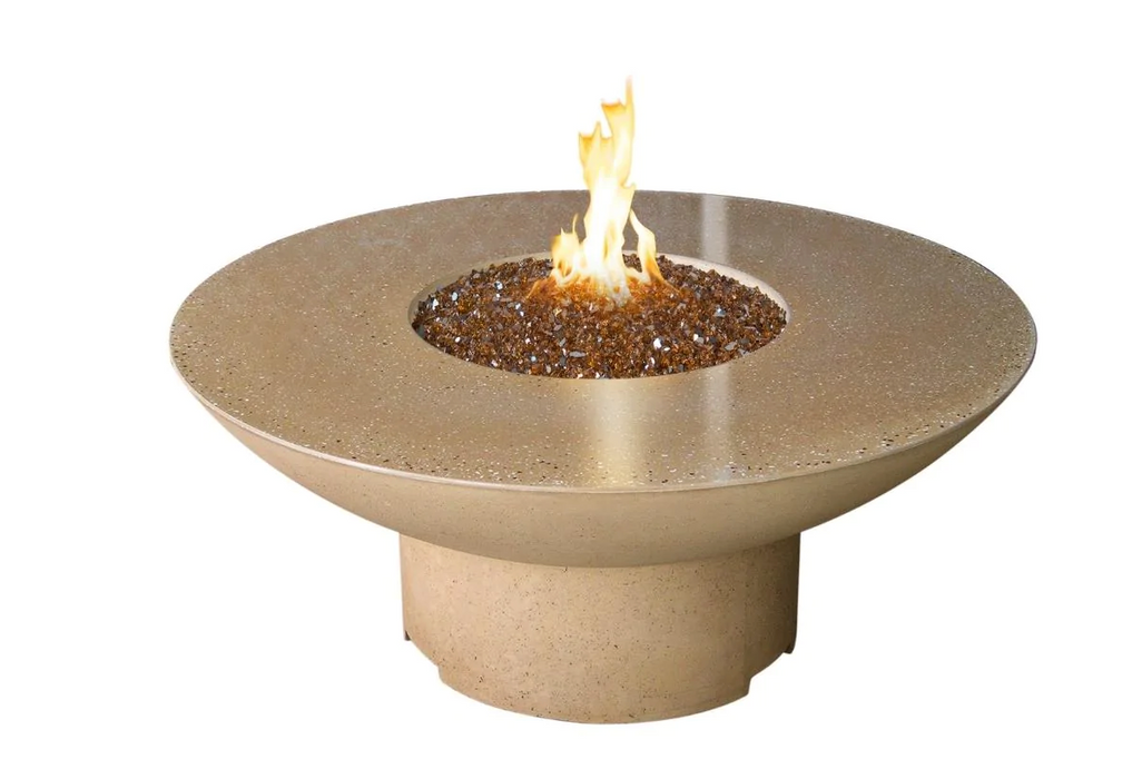 American Fyre Designs Lotus 48-Inch Round Concrete Gas Fire Pit Table Fireplaces CG Products Café Blanco