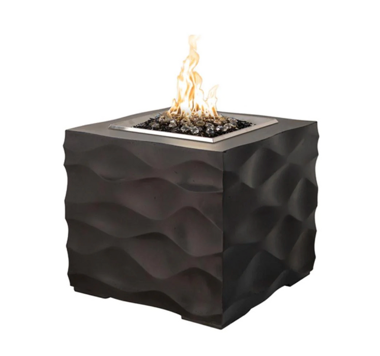American Fyre Designs Voro Cube 26-Inch Square Gas Fire Pit Fireplaces CG Products Black Lava
