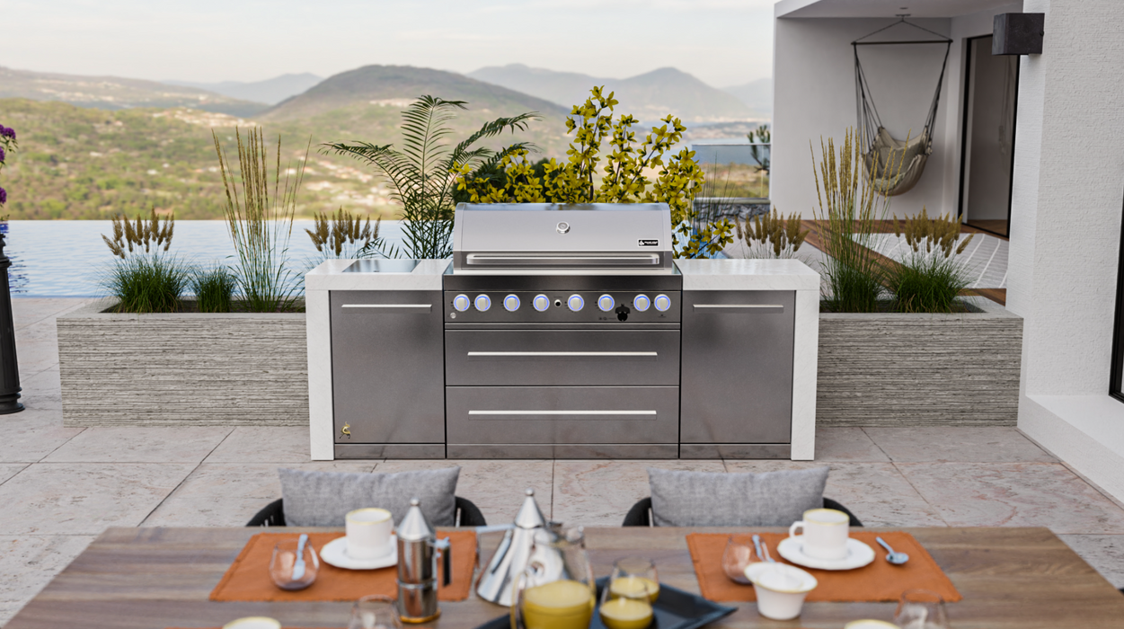 Mont Alpi 805 Deluxe Island, 6 Burners Propane w/ Infrared Side Burner 93'' BBQ GRILL Mont Alpi Mont Alpi 805 Delux M6 Burners Propane w/ Infrared Side Burner - MAI805-D