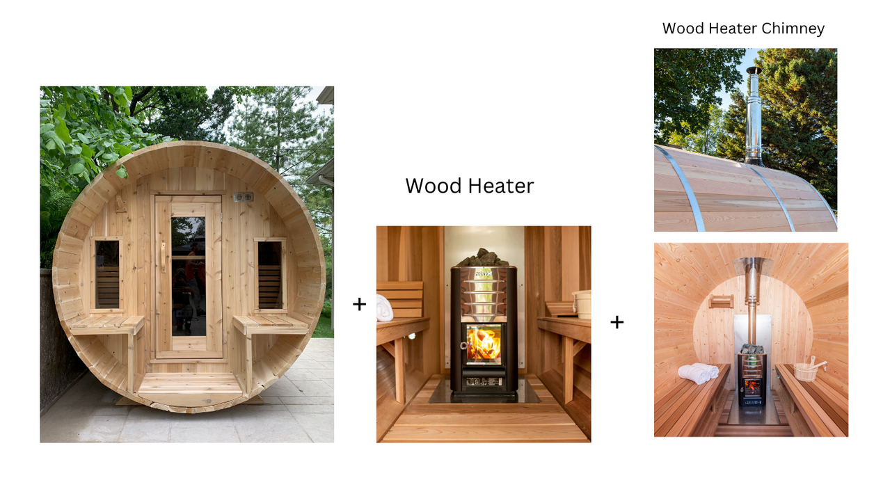 Dundalk Canadian Timber White Cedar Tranquility Outdoor | 2-4 People | Wood or Electric Heater sauna Dundalk Leisurecraft Dundalk Canadian Timber White Cedar Tranquility Outdoor +Harvia M3 Wood Burning Heater with Rocks + Chimney  