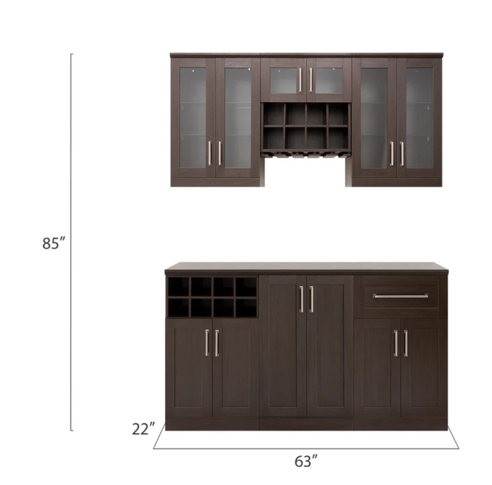 Home Bar 6 Piece Cabinet Set + Counter top furniture New Age   