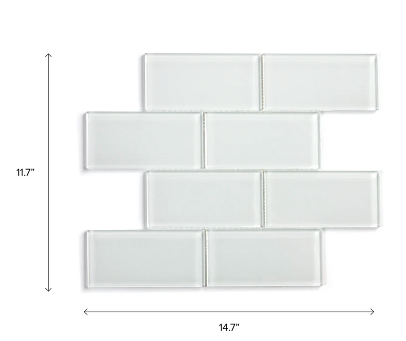 SUPER WHITE Glass Subway Tile Backsplash (11 Sq.ft. / Box) furniture New Age   