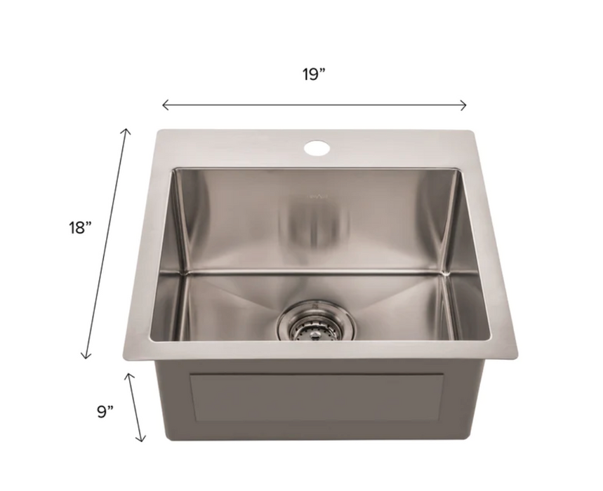 Sink 19 in. Overmount Single Bowl Stainless Steel furniture New Age   