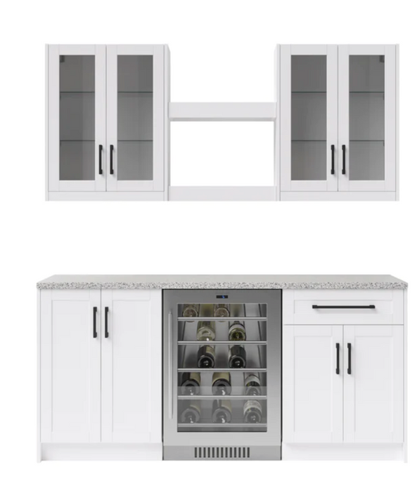 Home Bar 6 Piece Cabinet Set with Glass Door and Shelves - 24 Inch furniture New Age   
