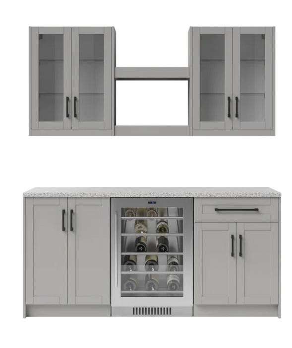 Home Bar 6 Piece Cabinet Set with Glass Door and Shelves - 24 Inch furniture New Age   