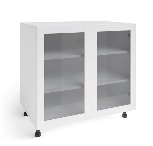 Home 36 in. Two Door Base Cabinet with Glass Doors furniture New Age White  