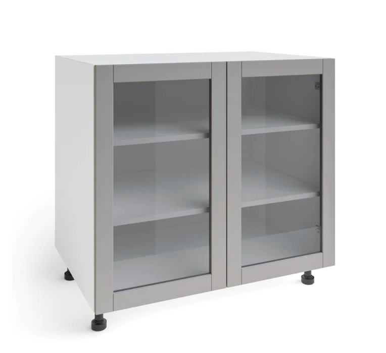 Home 36 in. Two Door Base Cabinet with Glass Doors furniture New Age Grey  