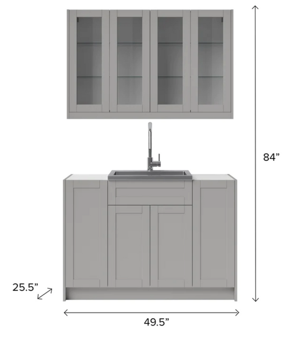 Home Wet Bar 7 Piece Cabinet Set with Glass Door, 24 in. Sink and Faucet - 24 Inch furniture New Age   