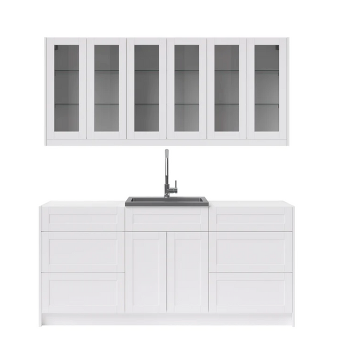 Home Wet Bar 8 Piece Cabinet Set with Drawer, 24 in. Sink and Faucet - 24 Inch furniture New Age White No countertop 
