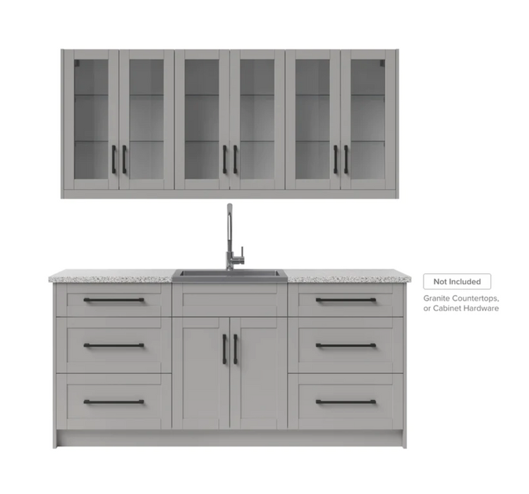 Home Wet Bar 8 Piece Cabinet Set with Drawer, 24 in. Sink and Faucet - 24 Inch furniture New Age   