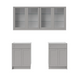 Home Bar 4 Piece Cabinet Set with Glass Door and Single Drawer Cabinets - 24 Inch furniture New Age Grey Without countertop 