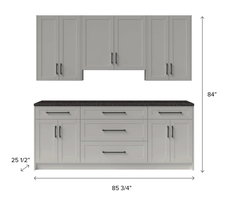 Home Bar 7 Piece Cabinet Set with Granite Countertop and Drawer Cabinet - 24 Inch furniture New Age   