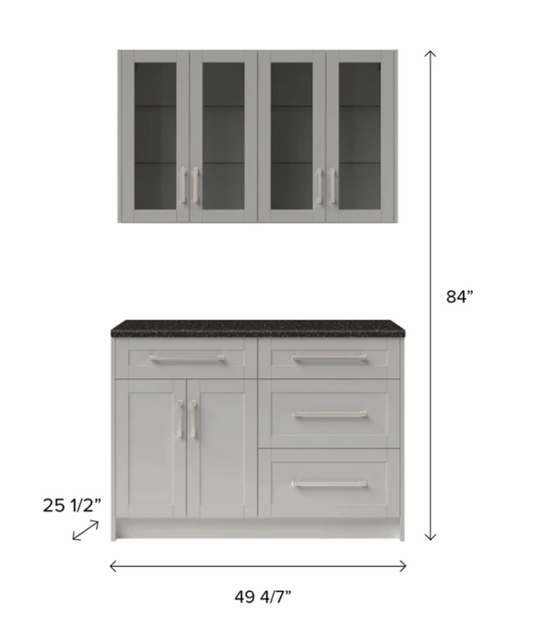 Home Bar 5 Piece Cabinet Set with Granite Countertop and Glass Doors - 24 Inch furniture New Age   
