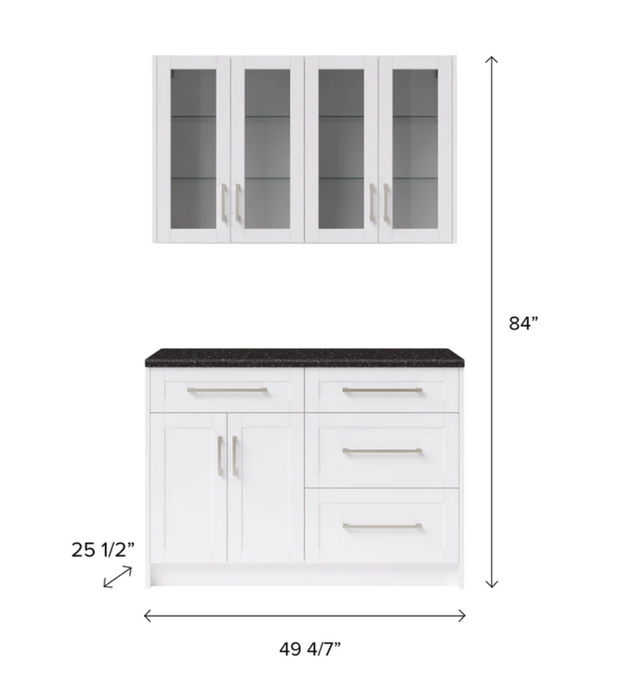 Home Bar 5 Piece Cabinet Set with Granite Countertop and Glass Doors - 24 Inch furniture New Age   