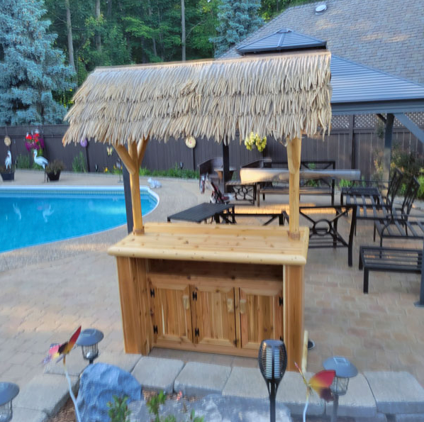 Dundalk Southern Fantasy Tiki Bar + 2 Stools outdoor funiture Dundalk Leisurecraft + 3 Door Cabinet None