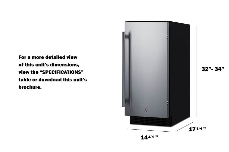 Summit 15" Wide Built-In All-Refrigerator, ADA Compliant Refrigerator Accessories Summit Appliance