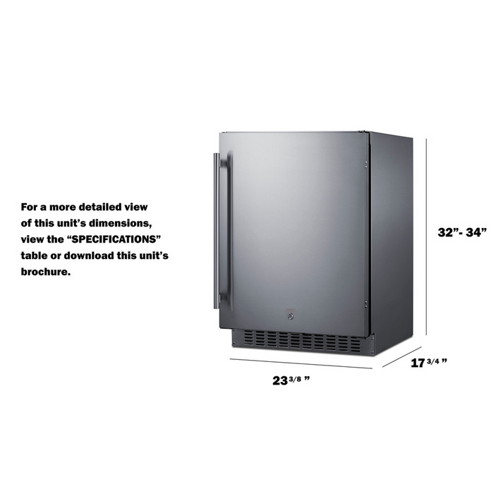 Summit 24" Wide Built-In All-Refrigerator, ADA Compliant Refrigerator Accessories Summit Appliance