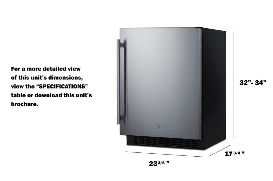 Summit 24" Wide Built-In All-Refrigerator, ADA Compliant Refrigerator Accessories Summit Appliance