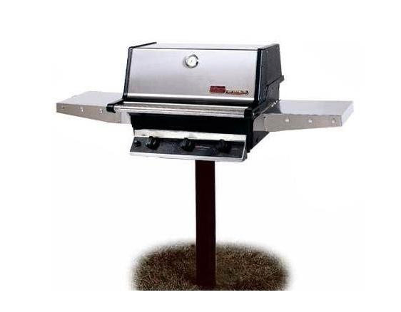 MHP THRG2 Hybrid Propane Grill W/ SearMagic Grids On In-Ground Post BBQ GRILL CG Products