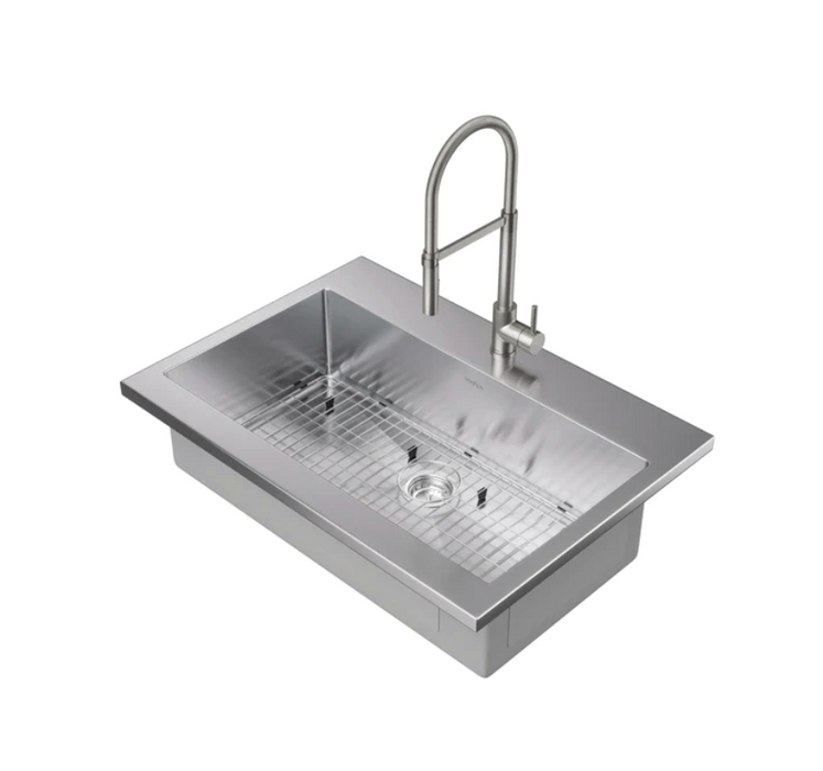 36 in. Standard Sink with Flex Pull Down Faucet Cabinets & Storage New Age Brushed Nickel