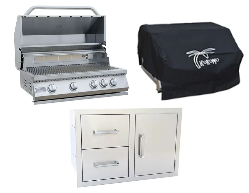 3 Piece Barbecue Package deal BBQ GRILL KoKoMo Grills 3 Piece Grill Kombo Pack - LPG
