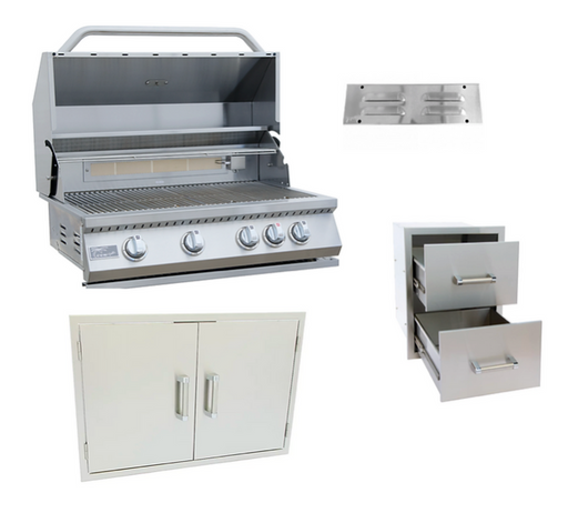 4 Piece Barbecue Package deal BBQ GRILL KoKoMo Grills 4 Piece Grill Kombo Pack - LPG