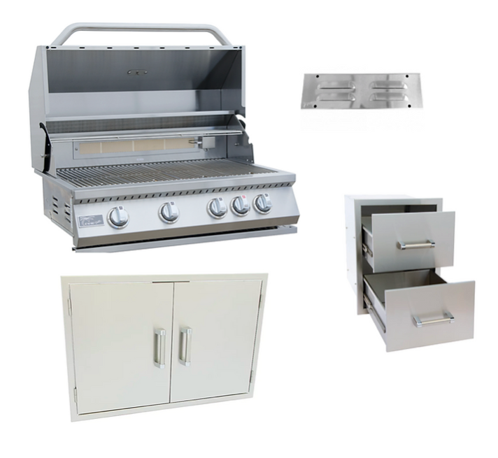 4 Piece Barbecue Package deal BBQ GRILL KoKoMo Grills 4 Piece Grill Kombo Pack - LPG