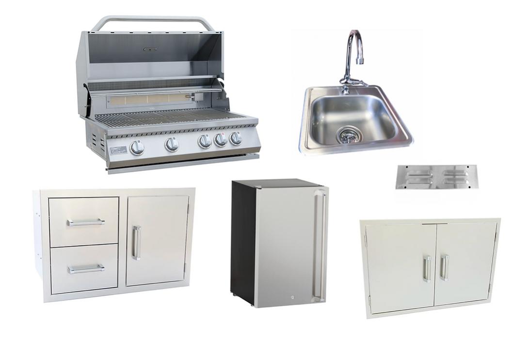 6 Piece Barbecue Package deal BBQ GRILL KoKoMo Grills 6 Piece Grill Kombo Pack - LPG