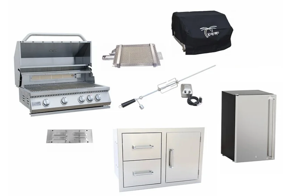 7 Piece Barbecue Package deal BBQ GRILL KoKoMo Grills 7 Piece Grill Kombo Pack - LPG