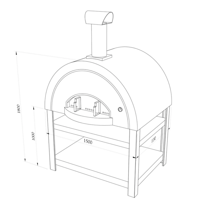 Titano Pizza Oven + Trolley Residential & Commercial - Antique Silver Wood fire Pizza Ovens Alphapro Ltd   