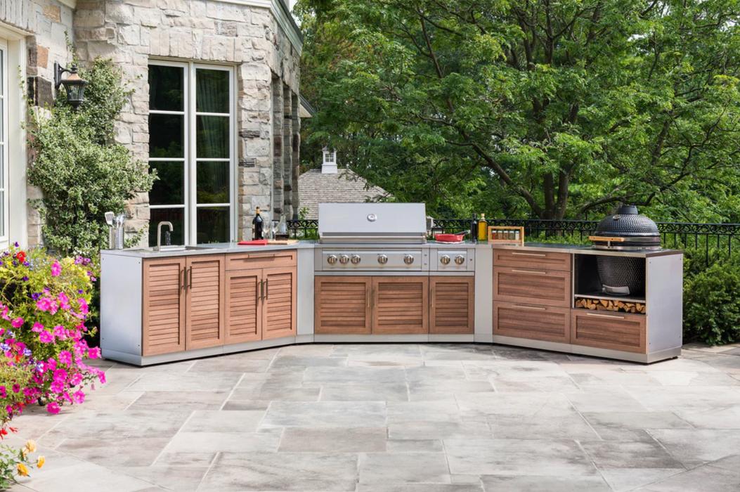 Outdoor Kitchen 10-piece Grove Stainless Steel with Drop-In Stainless Steel Platinum Grill outdoor funiture New Age