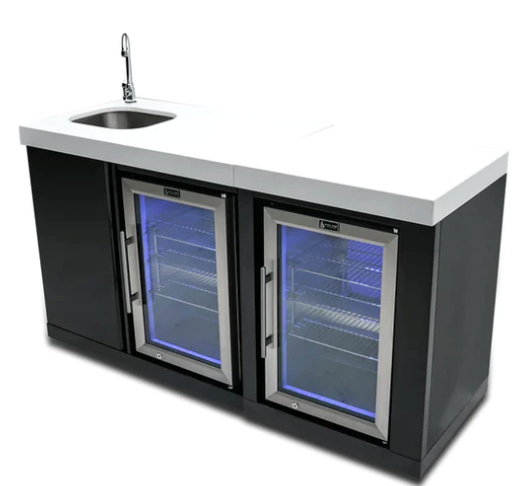 Mont Alpi Black Stainless Steel Beverage Center and Fridge Cabinet - MA-BEVBSSFC BBQ GRILL Mont Alpi