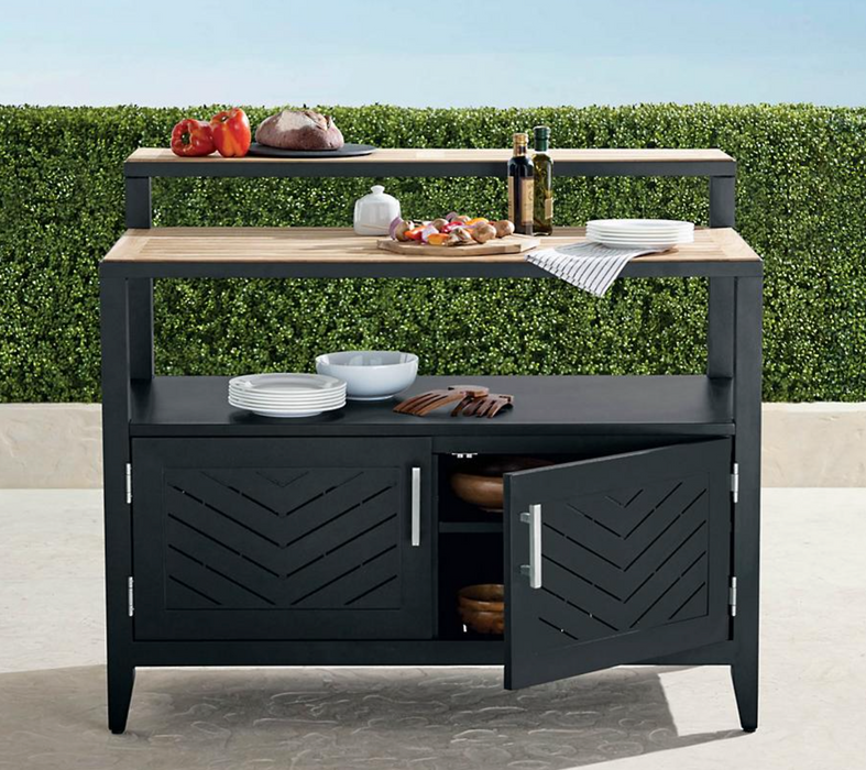 Westport Outdoor Aluminum and Teak Bar Outdoor kitchens FrontGate