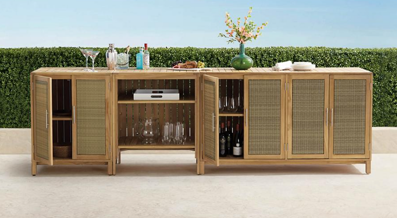 Isola 3-pc. Outdoor Kitchen Set in Natural Teak Outdoor kitchens FrontGate