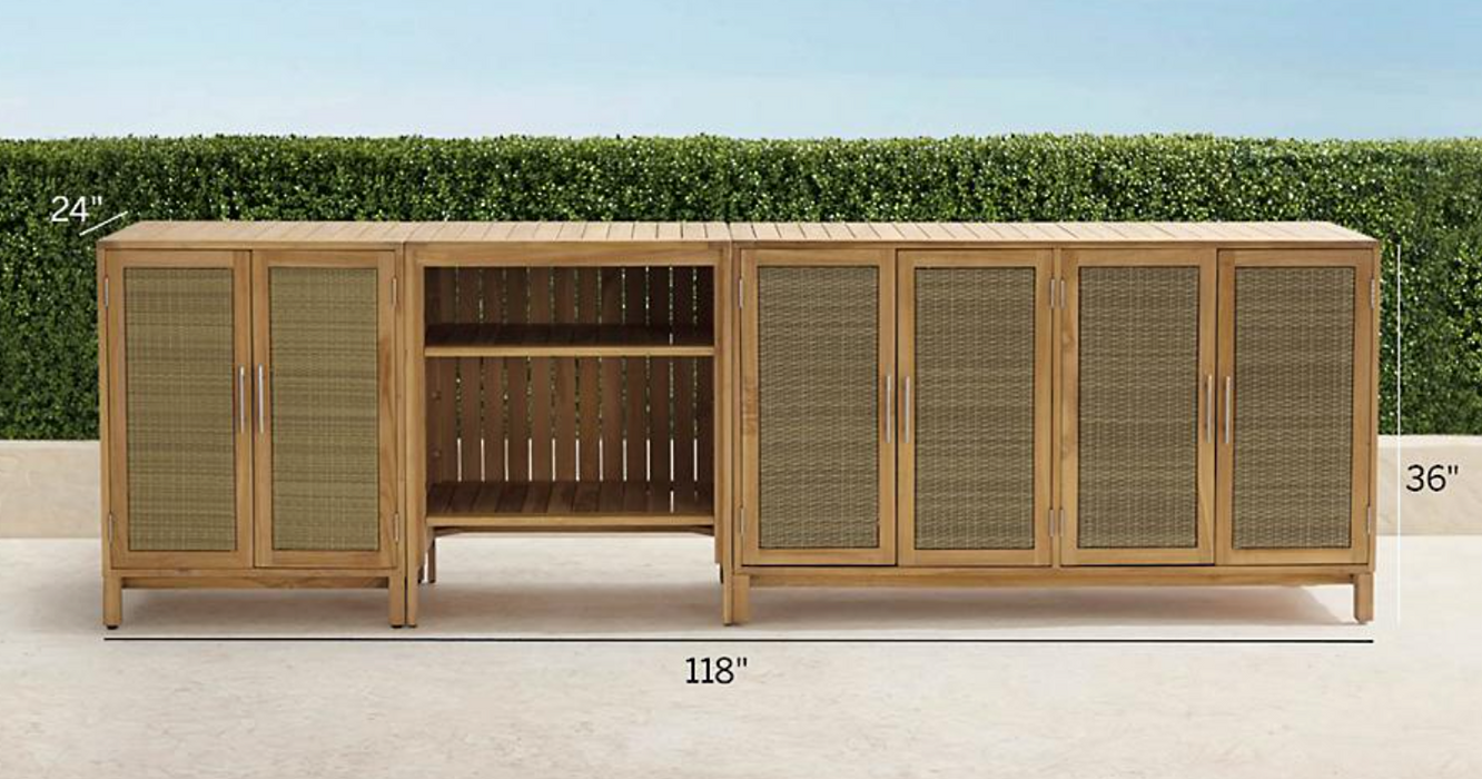 Isola 3-pc. Outdoor Kitchen Set in Natural Teak Outdoor kitchens FrontGate