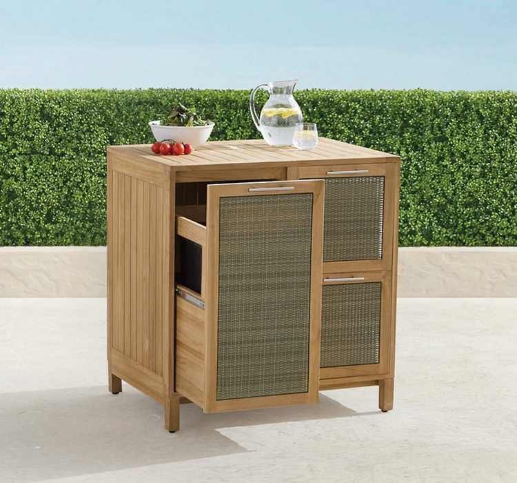 Isola 4 piece Outdoor Kitchen Collection in Natural Teak Outdoor kitchens FrontGate   