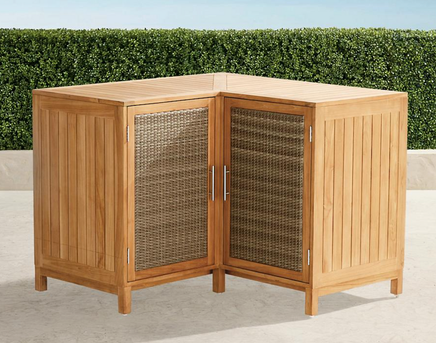 Isola 90 Degree Corner Cabinet in Natural Teak Outdoor kitchens FrontGate
