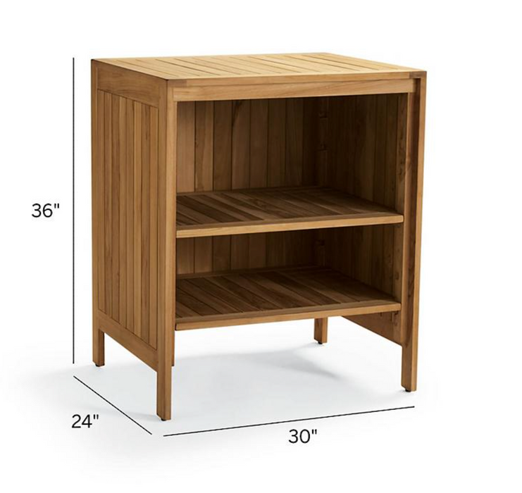 Isola Cabinet with Open Shelf in Natural Teak Outdoor kitchens FrontGate