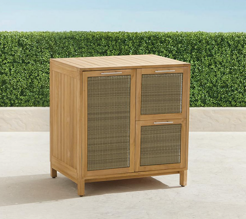 Isola Cabinet with Three Drawers in Natural Teak Outdoor kitchens FrontGate