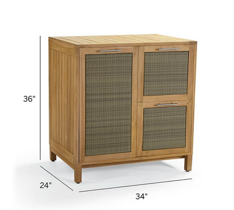 Isola Cabinet with Three Drawers in Natural Teak Outdoor kitchens FrontGate   