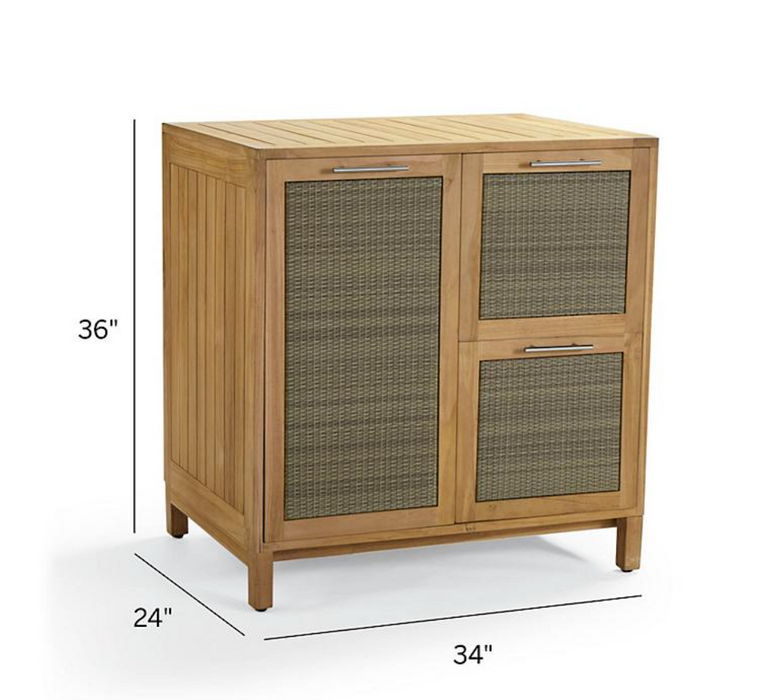 Isola Cabinet with Three Drawers in Natural Teak Outdoor kitchens FrontGate