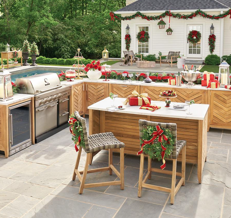 Westport Peninsula Teak Outdoor Kitchen Outdoor kitchens FrontGate