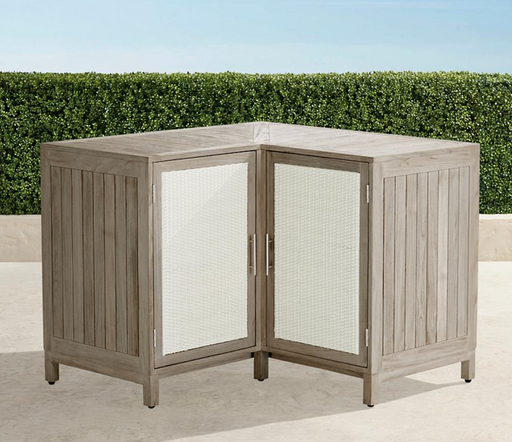 Isola 90 Degree Corner Cabinet Weathered Teak Outdoor kitchens FrontGate
