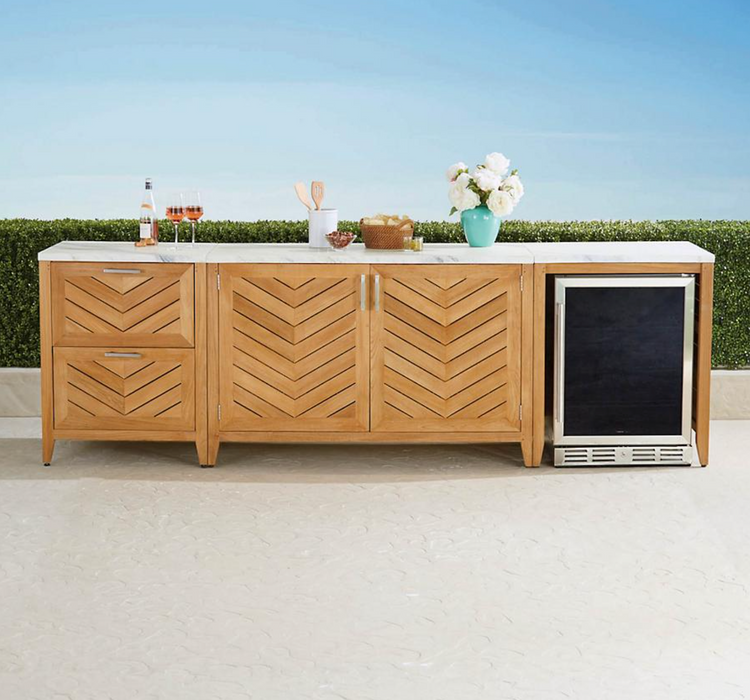 Westport 3-pc. Outdoor Kitchen Set in Natural Teak Outdoor kitchens FrontGate