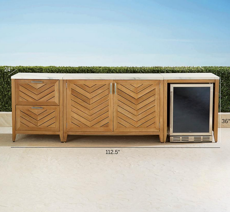 Westport 3-pc. Outdoor Kitchen Set in Natural Teak Outdoor kitchens FrontGate